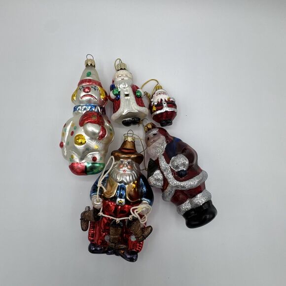 Vintage Hand Blown Glass Christmas Ornaments Lot Santa Clause Gingerbread House - Picture 4 of 15